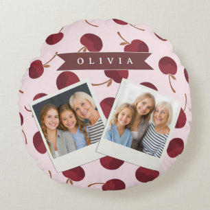 Coussins Ronds Cadeau Personnalisé avec Motif Cerisier Esthétique