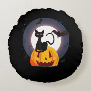 Coussins Ronds Cadeau Spider Halloween Black Cat Spider Citroui