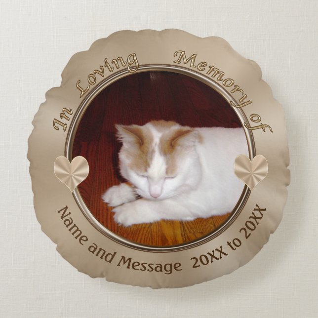 Coussins Ronds Cadeaux personnalisés de sympathie de chat, (Devant)