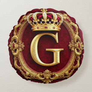 Coussins Ronds Cadre doré luxueux avec monogramme couronné