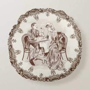 Coussins Ronds café et amour