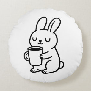 Coussins Ronds Café Lapin Cozy Doodle