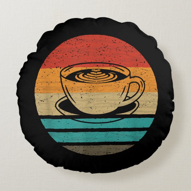 Coussins Ronds Café Retro Style Vintage (Devant)