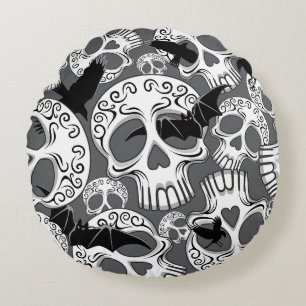 Coussins Ronds Calaveras décoratives Halloween
