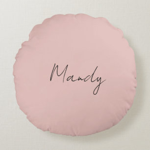 Coussins Ronds Calligraphie Élégant Rose Or Plaine Nom simple