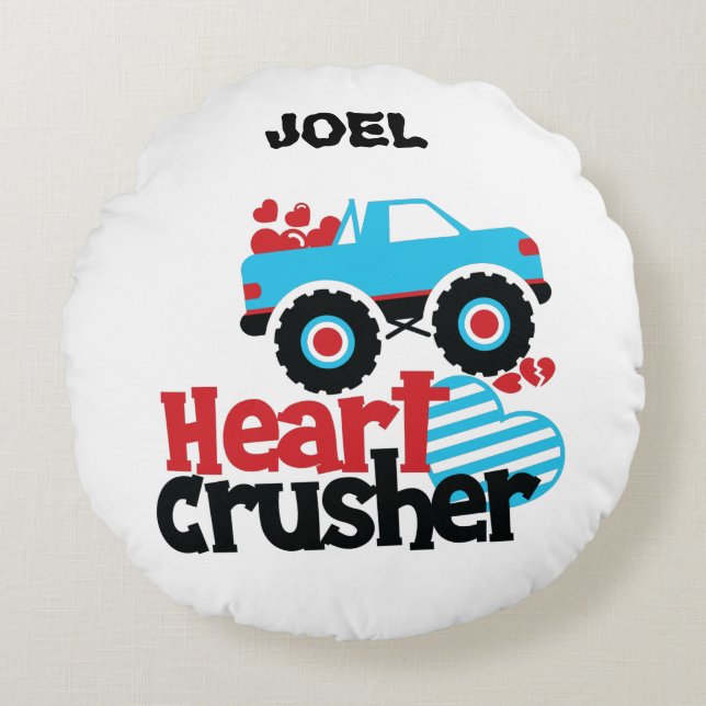 COUSSINS RONDS CAMION DE CRUSHER CARDIAQUE PERSONNALISÉ JETER LE  (Devant)