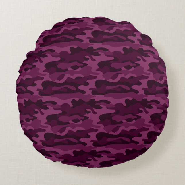 Coussins Ronds Camo de couleur violette tyrienne (Devant)