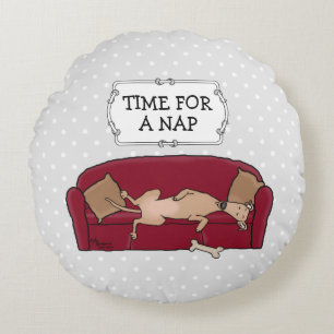 Coussins Ronds Canapé Greyhound (fawn) Chien Lazy Dormir Drôle