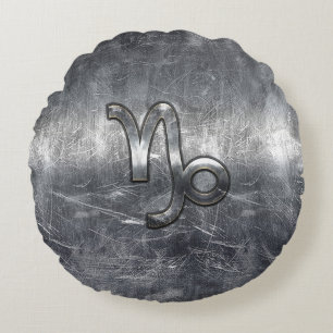 Coussins Ronds Capricorn Zodiac symbole de Grunge Distressed Styl