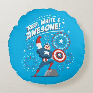 Coussins Ronds Captain America "Rouge, Blanc et Incroyable !"