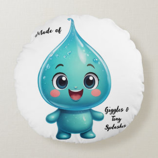 Coussins Ronds Caractère de dessin de gouttelettes d'eau adorable