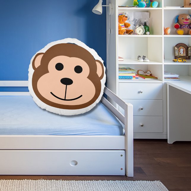 Coussins Ronds Caricature animalière de la Jungle de singe (Créateur téléchargé)
