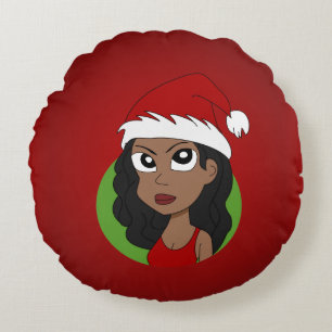 Coussins Ronds Caricature pour fille de Noël