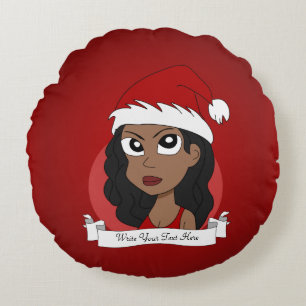 Coussins Ronds Caricature pour fille de Noël