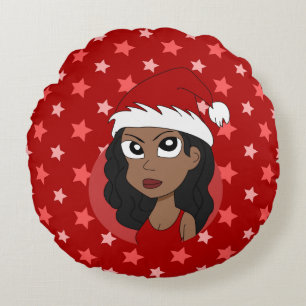 Coussins Ronds Caricature pour fille de Noël
