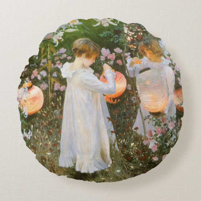 Coussins Ronds Carnation, Lily, Lily, Rose Par John Singer Sargen (Devant)