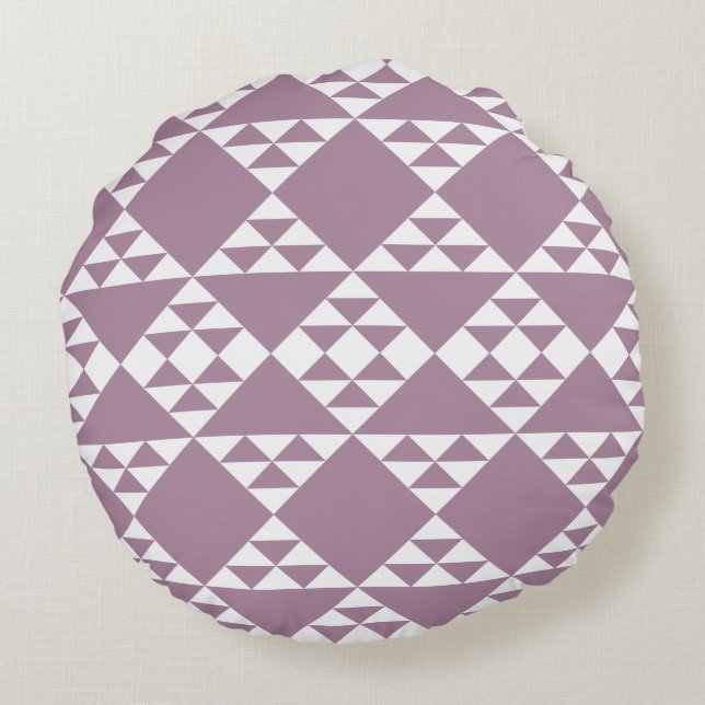 Coussins Ronds Carré et Motif de triangle violet et blanc (Dos)