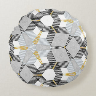 Coussins Ronds Carré hexagone coloré : kaléidoscope géométrique.