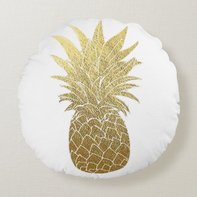 Coussins Ronds Carreau d'ananas d'or (Devant)