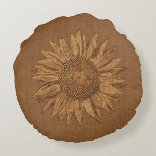 Coussins Ronds Carreau de tournesol