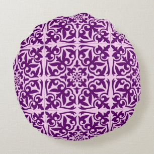 Coussins Ronds Carreau marocain - violet et orchidée