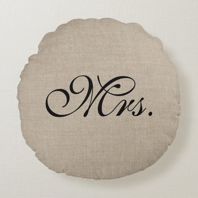 Coussins Ronds Carreau noir de Mme Burlap Round (Devant)