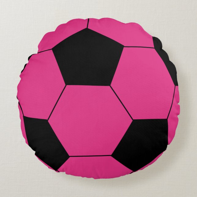 Coussins Ronds Carreau rond de ballon de football rose (Devant)