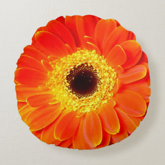 Coussins Ronds carreau rond de fleur de marguerite orange