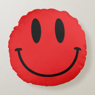 Coussins Ronds Carreau rond de visage rouge