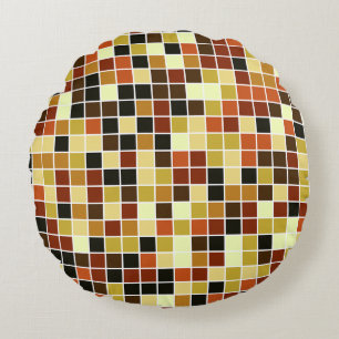 Coussins Ronds Carreaux de Piscine, Carreaux de Mosaïque Marrons,