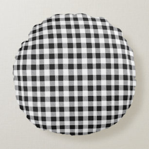 Coussins Ronds Carreaux Noir et Blanc 