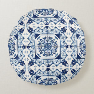 Coussins Ronds Carrelage méditerranéen, Portugais, Azulejo, Majol