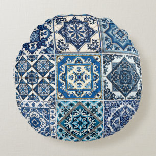Coussins Ronds Carrelage méditerranéen, Portugais, Azulejo, Majol