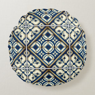 Coussins Ronds Carrelage méditerranéen, Portugais, Azulejo, Majol