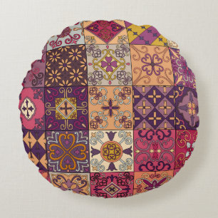 Coussins Ronds Carrelage portugais : motif de style talavera.