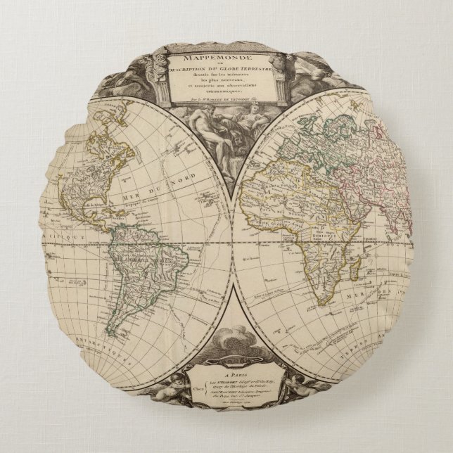 Coussins Ronds Carte 9 du monde (Devant)