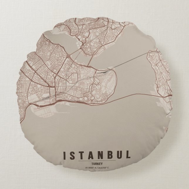 Coussins Ronds Carte de la ville d'Istanbul Turquie Notebook Desi (Devant)