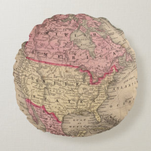 Coussins Ronds Carte de l'Amérique du Nord par Mitchell