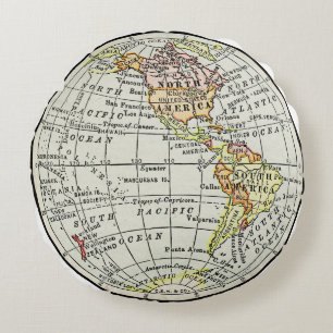 Coussins Ronds Carte de l'hémisphère occidental Globe Travel
