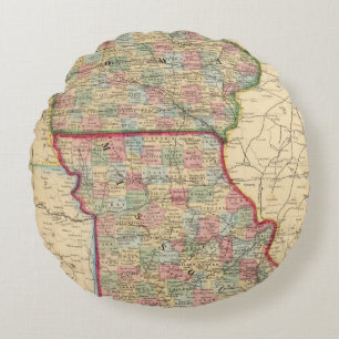 Coussins Ronds Carte de l'Iowa, Missouri par Mitchell