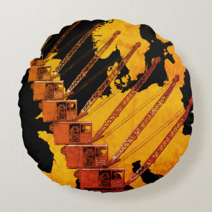 Coussins Ronds CARTE DES OPÉRATEURS DE CRANE vintage EN EUROPE