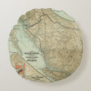 Coussins Ronds Carte du chemin de fer grand de Pacifique de tronc