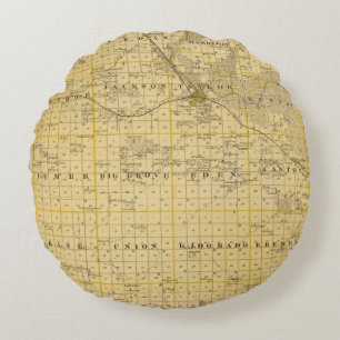 Coussins Ronds Carte du comté de Benton, état de l'Iowa
