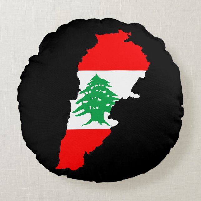 Coussins Ronds Carte du Liban avec aimant en pierre de drapeau (Devant)