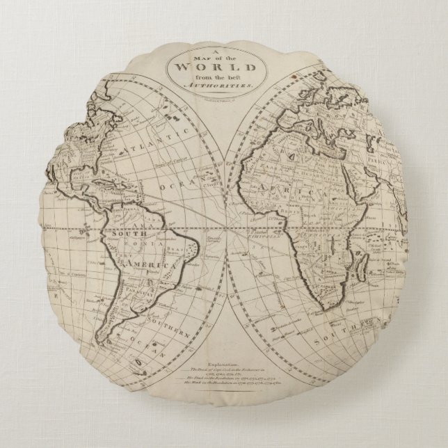 Coussins Ronds Carte du monde 2 (Devant)