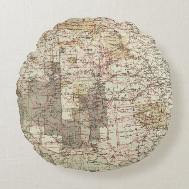 Coussins Ronds Carte du progrès 1878 des enquêtes géographiques (Devant)