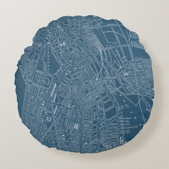 Coussins Ronds Carte graphique de Boston (Devant)