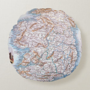 Coussins Ronds Carte : L'Irlande, 1851