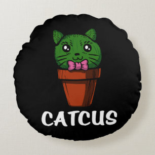 Coussins Ronds Catcus Funny Cactus Chat Cute Animal Kitten