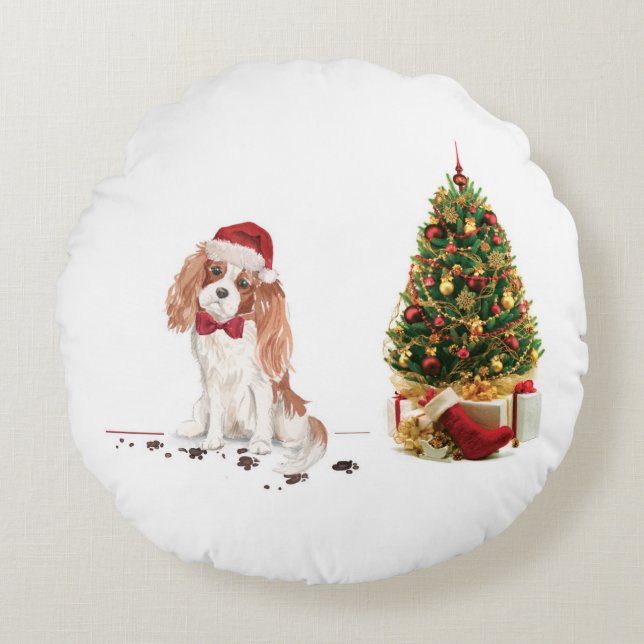 Coussins Ronds Cavalier King Charles Spaniel Funny Christmas Chie (Devant)